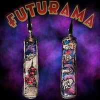 two bottles with the words futurama on them